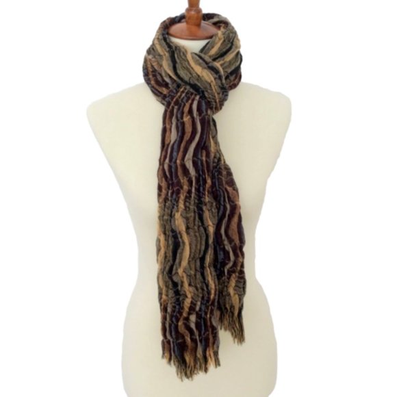 Textural Long Scarf - Rich Fall Colors NWOT - Picture 1 of 3